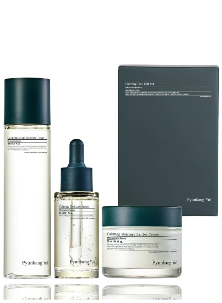 Pyunkang Yul Calming Skincare Gift Set – Exfoliating Toner, Soothing Serum & Hydrating Cream for Sensitive Skin (3-Item Set) - Image 1